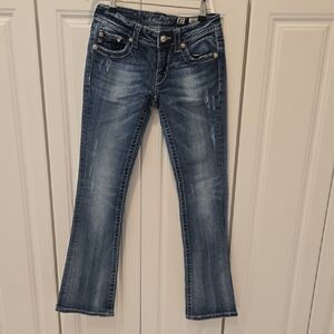 Miss Me Medium Blue Flare Jeans with Subtle Distressing
